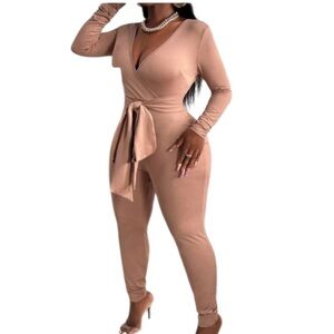 Tan Wrap Jumpsuit